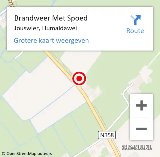 Locatie op kaart van de 112 melding: Brandweer Met Spoed Naar Jouswier, Humaldawei op 4 september 2024 08:38