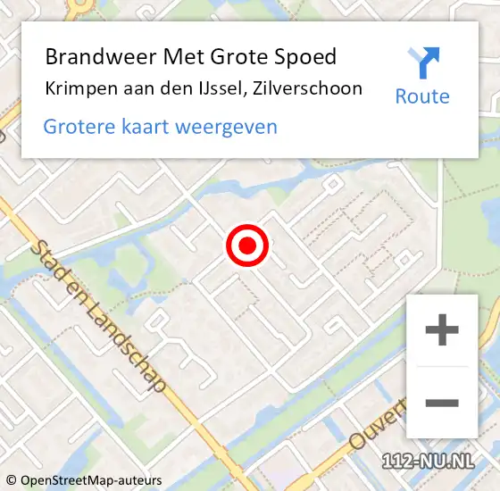 Locatie op kaart van de 112 melding: Brandweer Met Grote Spoed Naar Krimpen aan den IJssel, Zilverschoon op 4 september 2024 08:46