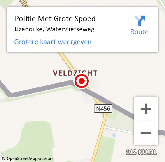 Locatie op kaart van de 112 melding: Politie Met Grote Spoed Naar IJzendijke, Watervlietseweg op 4 september 2024 08:58