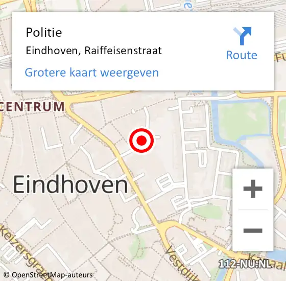 Locatie op kaart van de 112 melding: Politie Eindhoven, Raiffeisenstraat op 4 september 2024 09:02