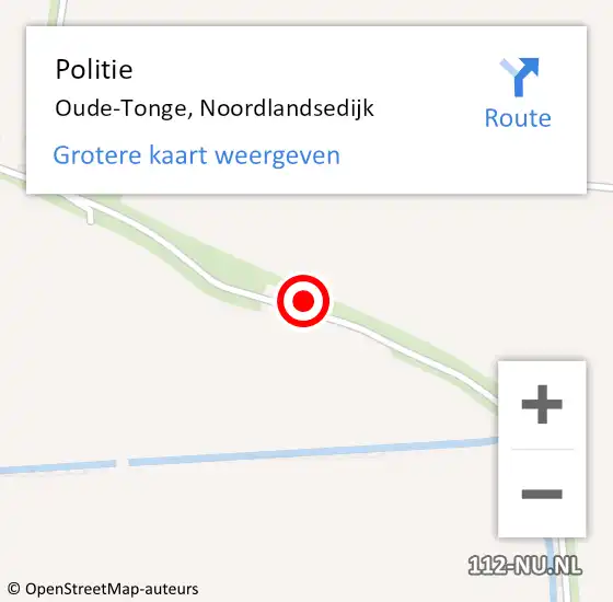 Locatie op kaart van de 112 melding: Politie Oude-Tonge, Noordlandsedijk op 4 september 2024 09:07