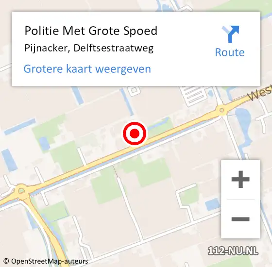 Locatie op kaart van de 112 melding: Politie Met Grote Spoed Naar Pijnacker, Delftsestraatweg op 4 september 2024 09:10