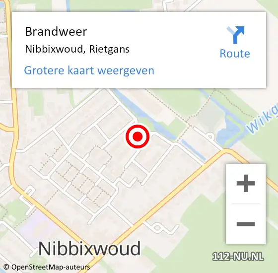 Locatie op kaart van de 112 melding: Brandweer Nibbixwoud, Rietgans op 4 september 2024 09:15