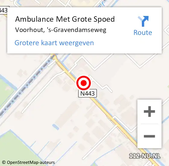 Locatie op kaart van de 112 melding: Ambulance Met Grote Spoed Naar Voorhout, 's-Gravendamseweg op 4 september 2024 09:20