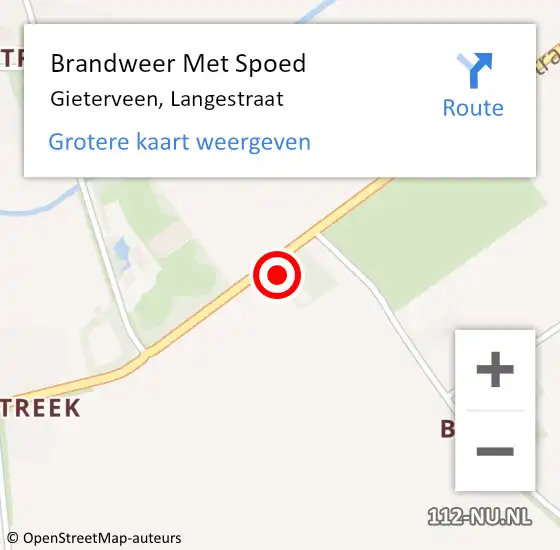 Locatie op kaart van de 112 melding: Brandweer Met Spoed Naar Gieterveen, Langestraat op 4 september 2024 09:27