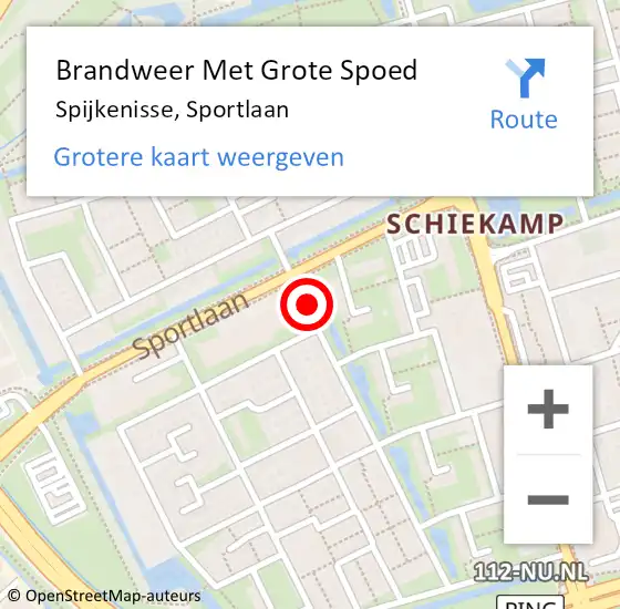 Locatie op kaart van de 112 melding: Brandweer Met Grote Spoed Naar Spijkenisse, Sportlaan op 4 september 2024 09:55