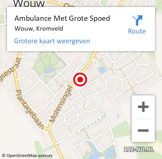 Locatie op kaart van de 112 melding: Ambulance Met Grote Spoed Naar Wouw, Kromveld op 18 oktober 2014 21:49