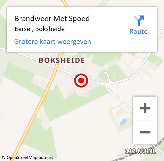 Locatie op kaart van de 112 melding: Brandweer Met Spoed Naar Eersel, Boksheide op 4 september 2024 10:34