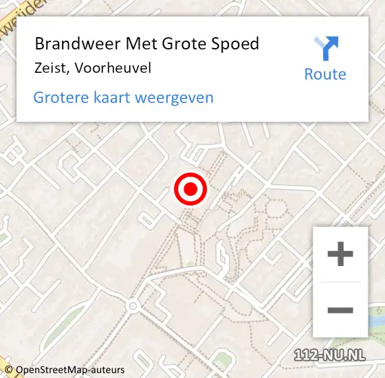 Locatie op kaart van de 112 melding: Brandweer Met Grote Spoed Naar Zeist, Voorheuvel op 4 september 2024 10:35