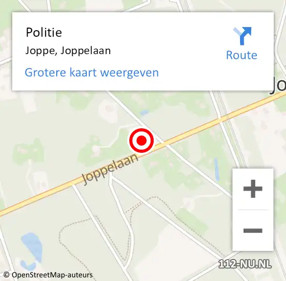 Locatie op kaart van de 112 melding: Politie Joppe, Joppelaan op 4 september 2024 10:37