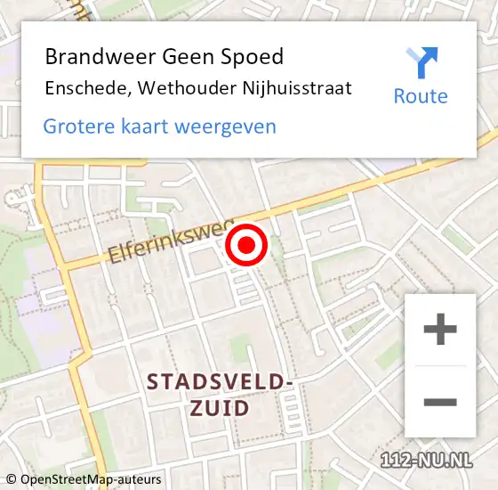 Locatie op kaart van de 112 melding: Brandweer Geen Spoed Naar Enschede, Wethouder Nijhuisstraat op 4 september 2024 10:52