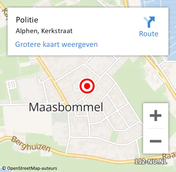 Locatie op kaart van de 112 melding: Politie Alphen, Kerkstraat op 4 september 2024 11:13