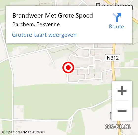 Locatie op kaart van de 112 melding: Brandweer Met Grote Spoed Naar Barchem, Eekvenne op 4 september 2024 11:26