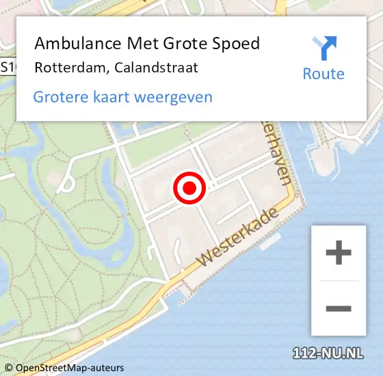 Locatie op kaart van de 112 melding: Ambulance Met Grote Spoed Naar Rotterdam, Calandstraat op 4 september 2024 11:44