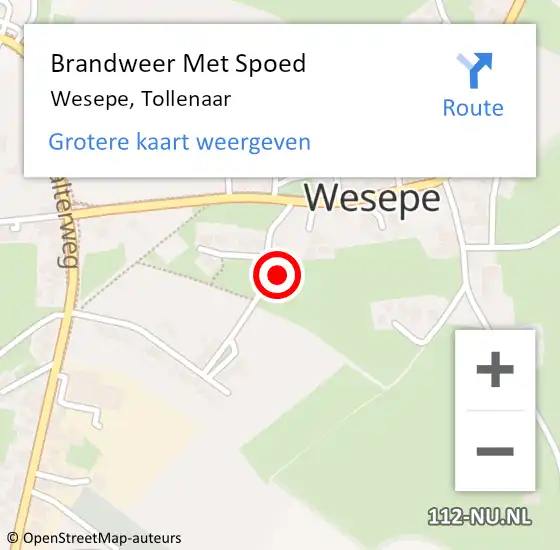 Locatie op kaart van de 112 melding: Brandweer Met Spoed Naar Wesepe, Tollenaar op 4 september 2024 12:05