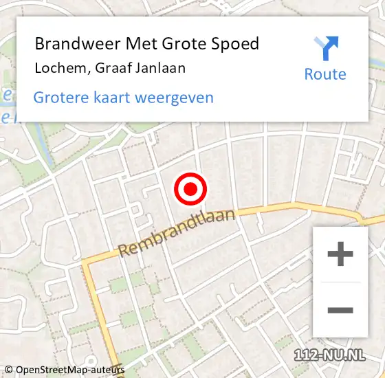 Locatie op kaart van de 112 melding: Brandweer Met Grote Spoed Naar Lochem, Graaf Janlaan op 18 oktober 2014 22:13