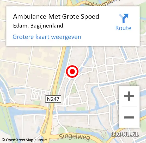 Locatie op kaart van de 112 melding: Ambulance Met Grote Spoed Naar Edam, Bagijnenland op 4 september 2024 12:15