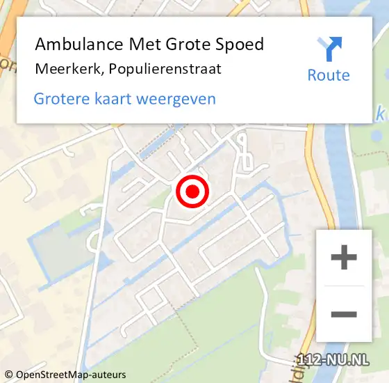 Locatie op kaart van de 112 melding: Ambulance Met Grote Spoed Naar Meerkerk, Populierenstraat op 4 september 2024 12:17