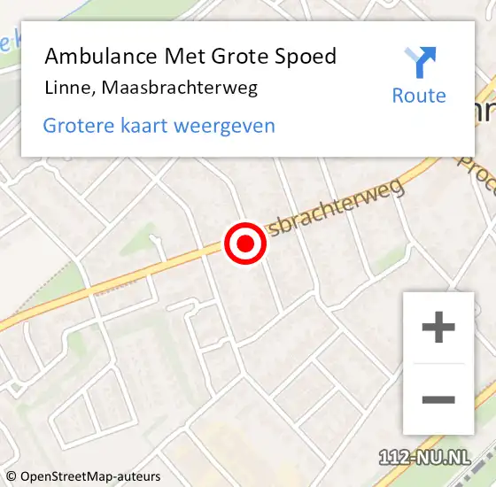 Locatie op kaart van de 112 melding: Ambulance Met Grote Spoed Naar Linne, Maasbrachterweg op 4 september 2024 12:21