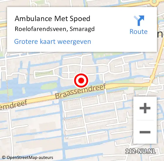 Locatie op kaart van de 112 melding: Ambulance Met Spoed Naar Roelofarendsveen, Smaragd op 4 september 2024 12:32