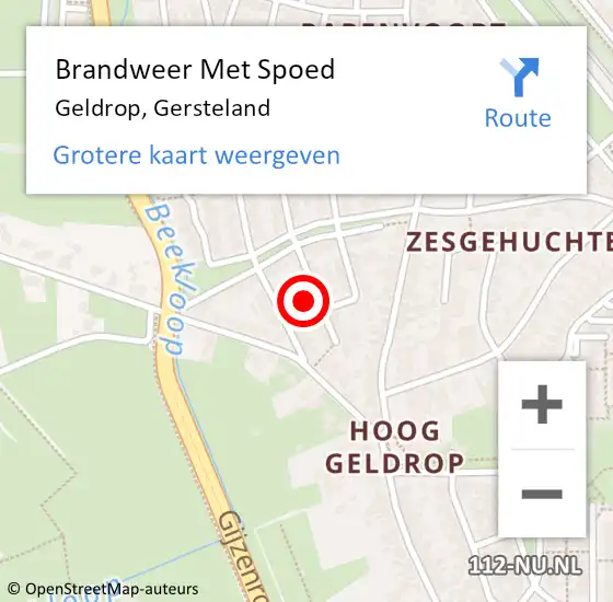 Locatie op kaart van de 112 melding: Brandweer Met Spoed Naar Geldrop, Gersteland op 4 september 2024 12:36