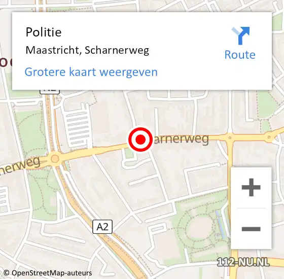 Locatie op kaart van de 112 melding: Politie Maastricht, Scharnerweg op 4 september 2024 13:01