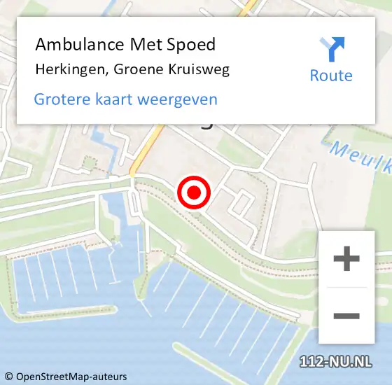 Locatie op kaart van de 112 melding: Ambulance Met Spoed Naar Herkingen, Groene Kruisweg op 4 september 2024 13:05