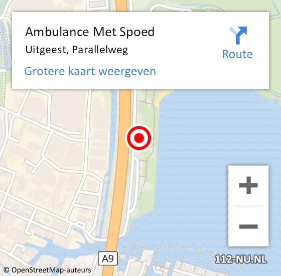 Locatie op kaart van de 112 melding: Ambulance Met Spoed Naar Uitgeest, Parallelweg op 4 september 2024 13:09