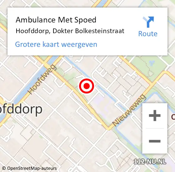 Locatie op kaart van de 112 melding: Ambulance Met Spoed Naar Hoofddorp, Dokter Bolkesteinstraat op 4 september 2024 13:44