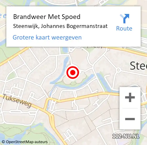 Locatie op kaart van de 112 melding: Brandweer Met Spoed Naar Steenwijk, Johannes Bogermanstraat op 4 september 2024 13:53