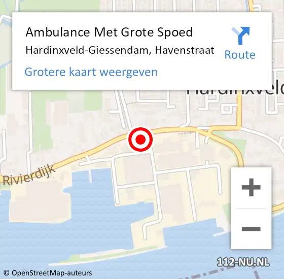 Locatie op kaart van de 112 melding: Ambulance Met Grote Spoed Naar Hardinxveld-Giessendam, Havenstraat op 4 september 2024 14:01