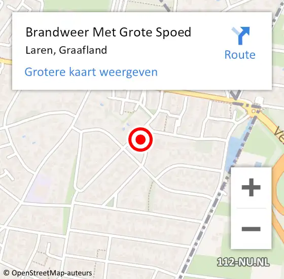 Locatie op kaart van de 112 melding: Brandweer Met Grote Spoed Naar Laren, Graafland op 4 september 2024 14:11