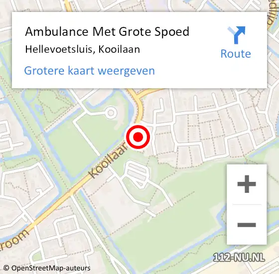 Locatie op kaart van de 112 melding: Ambulance Met Grote Spoed Naar Hellevoetsluis, Kooilaan op 4 september 2024 14:12