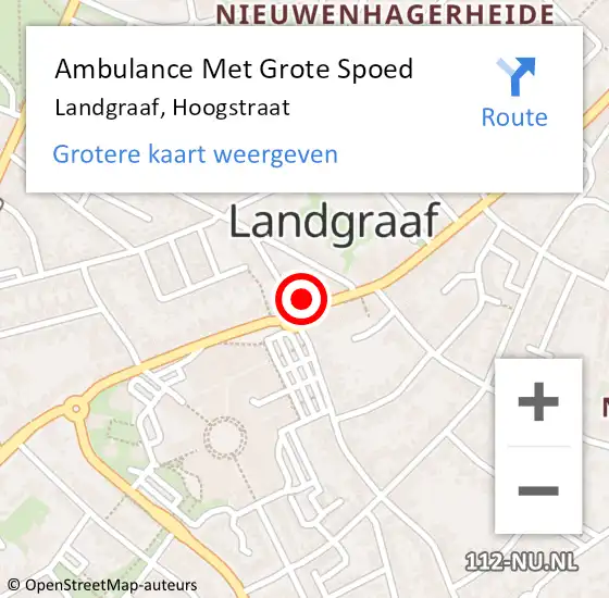 Locatie op kaart van de 112 melding: Ambulance Met Grote Spoed Naar Landgraaf, Hoogstraat op 18 oktober 2014 22:34