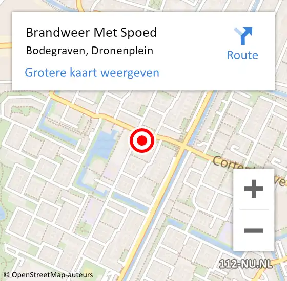 Locatie op kaart van de 112 melding: Brandweer Met Spoed Naar Bodegraven, Dronenplein op 4 september 2024 14:17