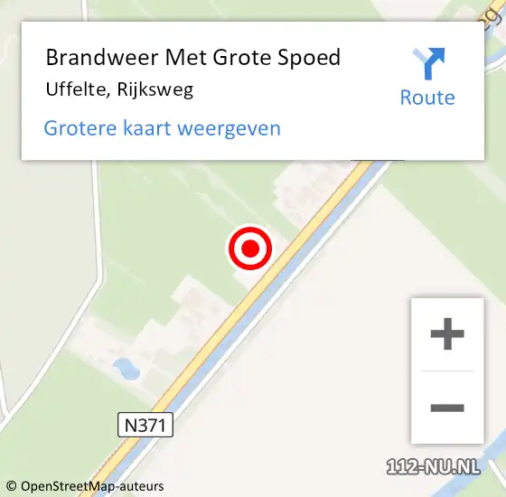 Locatie op kaart van de 112 melding: Brandweer Met Grote Spoed Naar Uffelte, Rijksweg op 4 september 2024 14:18