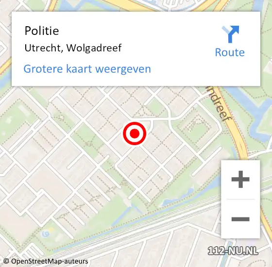 Locatie op kaart van de 112 melding: Politie Utrecht, Wolgadreef op 4 september 2024 14:29