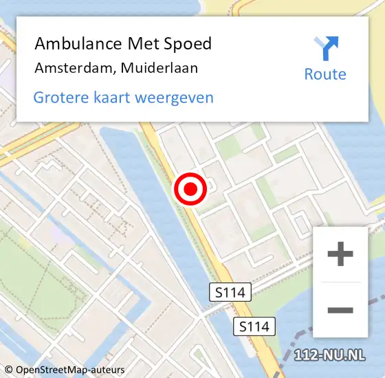 Locatie op kaart van de 112 melding: Ambulance Met Spoed Naar Amsterdam, Muiderlaan op 4 september 2024 14:52