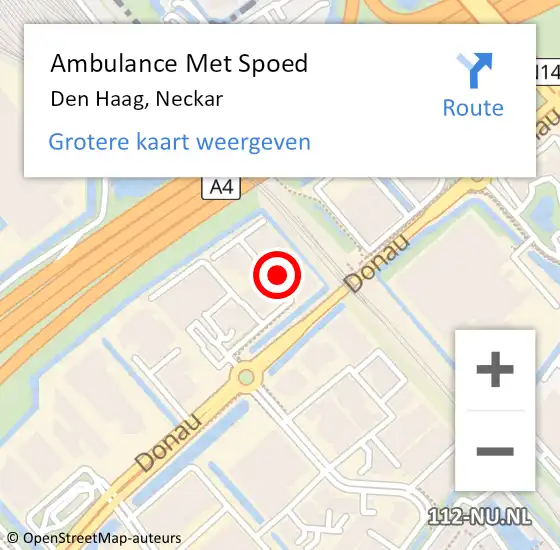 Locatie op kaart van de 112 melding: Ambulance Met Spoed Naar Den Haag, Neckar op 4 september 2024 14:56