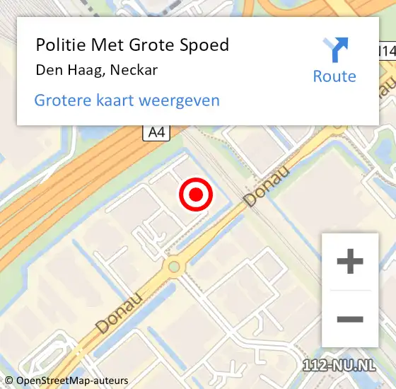 Locatie op kaart van de 112 melding: Politie Met Grote Spoed Naar Den Haag, Neckar op 4 september 2024 14:56