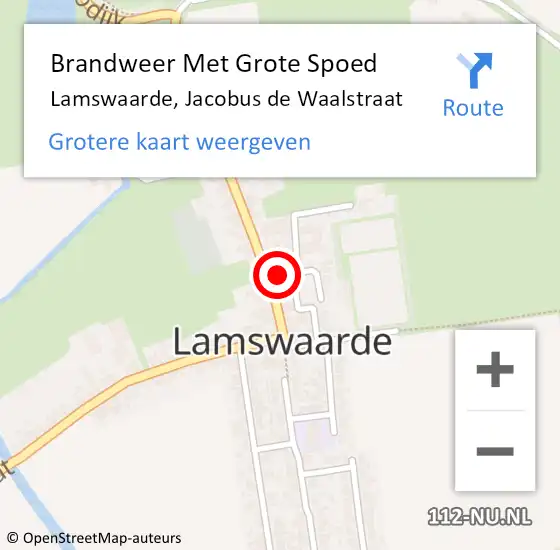 Locatie op kaart van de 112 melding: Brandweer Met Grote Spoed Naar Lamswaarde, Jacobus de Waalstraat op 4 september 2024 14:57