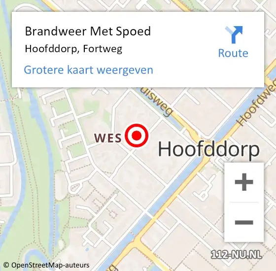 Locatie op kaart van de 112 melding: Brandweer Met Spoed Naar Hoofddorp, Fortweg op 4 september 2024 14:59