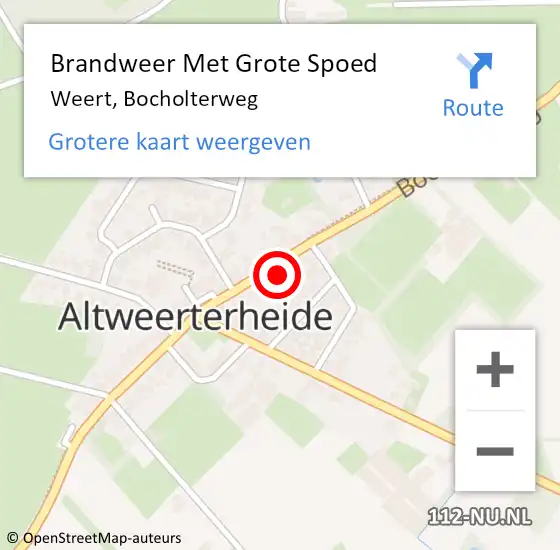 Locatie op kaart van de 112 melding: Brandweer Met Grote Spoed Naar Weert, Bocholterweg op 4 september 2024 15:03