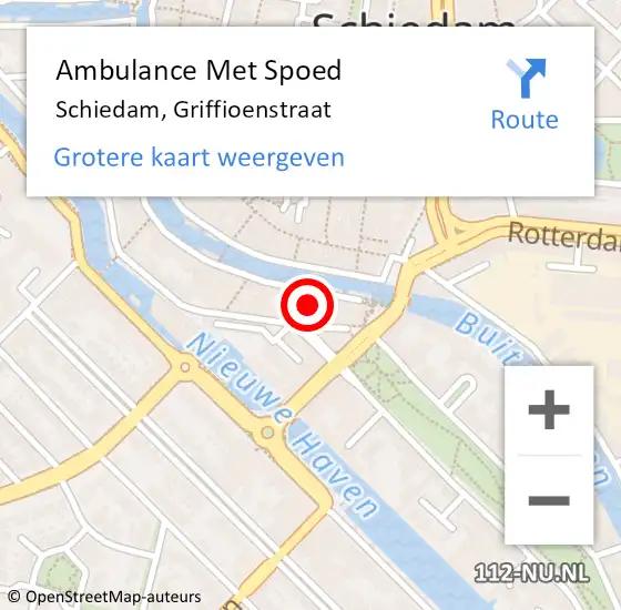 Locatie op kaart van de 112 melding: Ambulance Met Spoed Naar Schiedam, Griffioenstraat op 4 september 2024 15:09