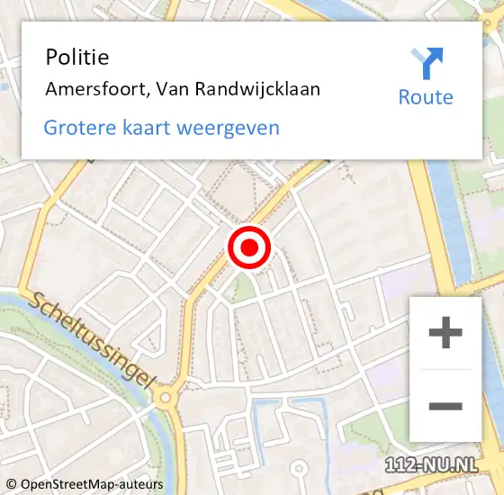 Locatie op kaart van de 112 melding: Politie Amersfoort, Van Randwijcklaan op 4 september 2024 15:17