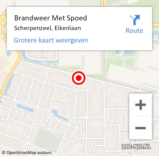 Locatie op kaart van de 112 melding: Brandweer Met Spoed Naar Scherpenzeel, Eikenlaan op 4 september 2024 15:31