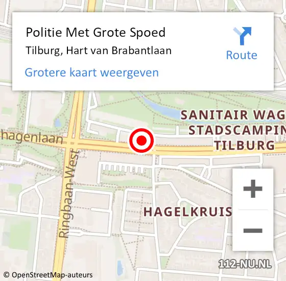 Locatie op kaart van de 112 melding: Politie Met Grote Spoed Naar Tilburg, Hart van Brabantlaan op 4 september 2024 15:37