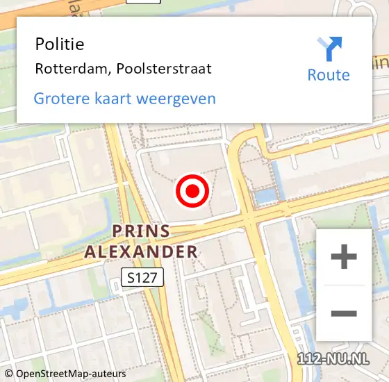 Locatie op kaart van de 112 melding: Politie Rotterdam, Poolsterstraat op 4 september 2024 15:37