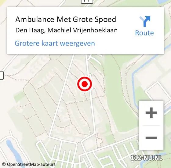 Locatie op kaart van de 112 melding: Ambulance Met Grote Spoed Naar Den Haag, Machiel Vrijenhoeklaan op 4 september 2024 15:40