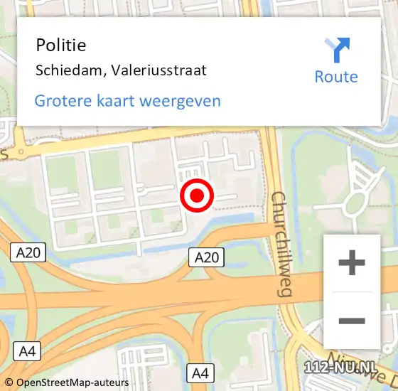 Locatie op kaart van de 112 melding: Politie Schiedam, Valeriusstraat op 4 september 2024 15:40